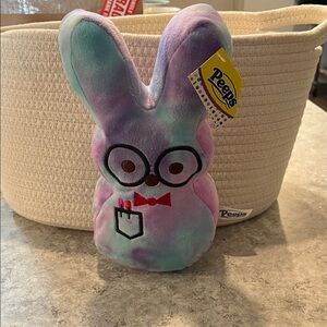 Peeps Plush Bunny with Glasses and Bow Tie - Pastel Tie-Dye